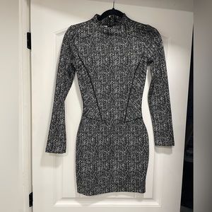 Dynamite Tight Black & White Long Sleeve Mini Dress